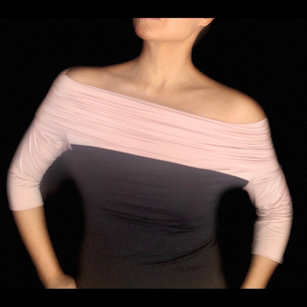 Wolford women pink/black off shoulder stretch top